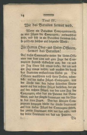 Titul IV. Wie das Bataillon formirt wird