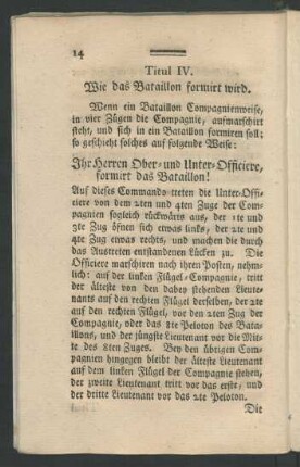 Titul IV. Wie das Bataillon formirt wird