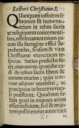 Lectori Christiano S.