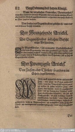 Der Neunzehende Artickel. Der Gegenschreiber soll ohne Befehl nicht Abschreiben.