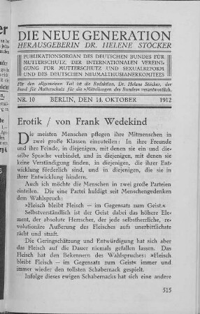 Nr. 10. Berlin, den 14. Oktober 1912.