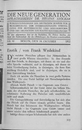 Nr. 10. Berlin, den 14. Oktober 1912.