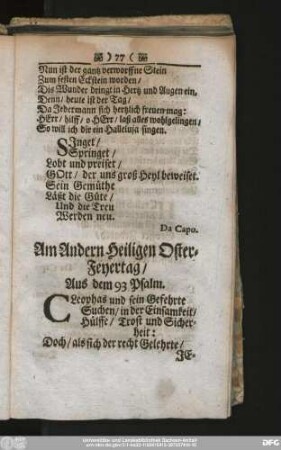 Am Andern Heiligen Oster-Feyertag, Aus dem 93 Psalm.