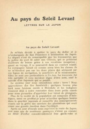 Au pays du Soleil Levant