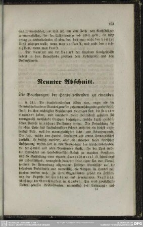 Neunter Abschnitt. Die Beziehungen der Handeltreibenden zu einander