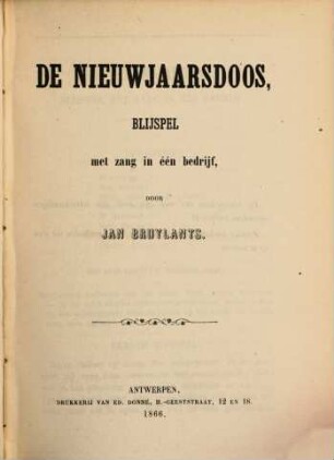 De Nieuwjaarsdoos : blijspel met zang in één bedrijf