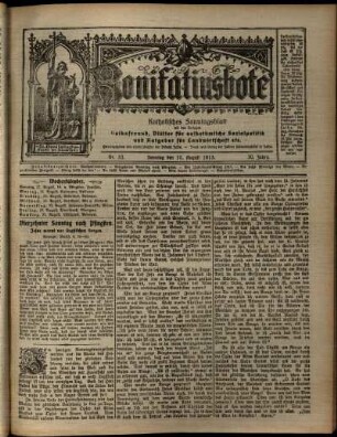 Erste Ausgabe vom Sonntag, den 17. August 1913.