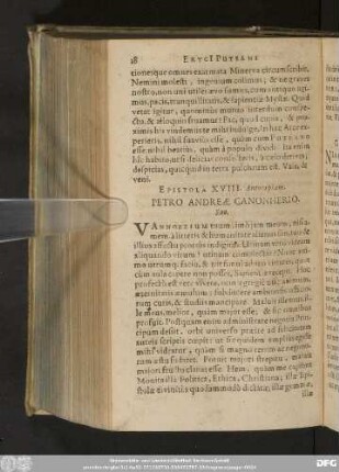 Epistola XVIII. Antverpiam. Petro Andreae Canonherio. Suo.