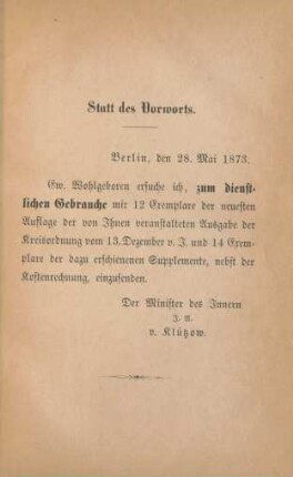 Statt des Vorworts.
