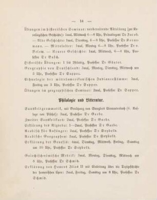 14-16, Philologie und Literatur