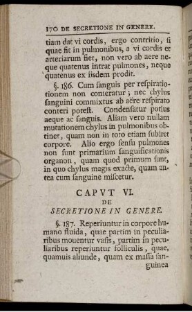 Caput VI. De Secretione In Genere.