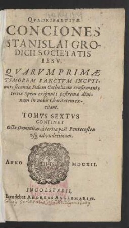 6: Continet Octo Dominicas, a tertia post Pentecosten usq[ue] ad undecimam
