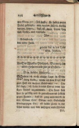 An Sir Watkin Philipps, Baronet, im alten Jesuitercollegio zu Oxford.
