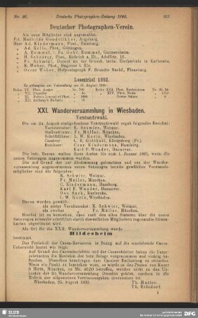 XXI. Wanderversammlung in Wiesbaden
