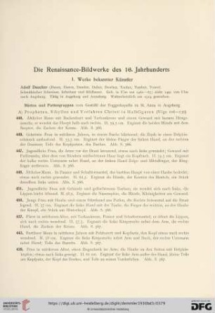Die Renaissance - Bildwerke des 16. Jahrhunderts