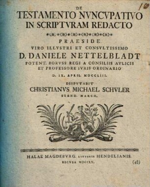 De Testamento Nvncvpativo In Scriptvram Redacto