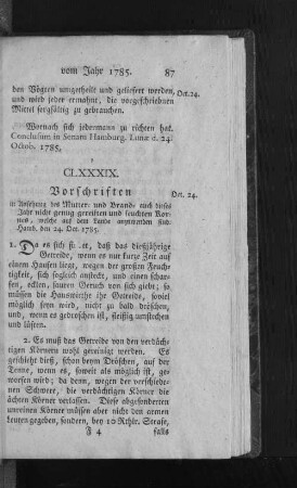 CLXXXIX. Vorschriften