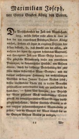 Zoll- und Mautordnung für die Gesammtstaaten des Königreichs Baiern