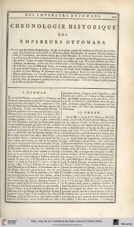 Chronologie historique des empereurs Ottomans