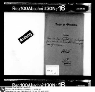 Revers des Bischofs Ernst August I. für die Stadt Osnabrück wegen der Garnison