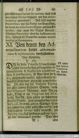 XI. Von denen bey Administration derer attenuantium & resolventium vorfallenden Vor-Urtheilen