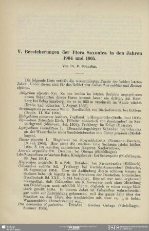 Bereicherungen der Flora Saxonica in den Jahren 1904 und 1905