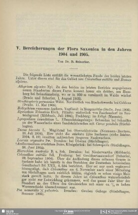 Bereicherungen der Flora Saxonica in den Jahren 1904 und 1905