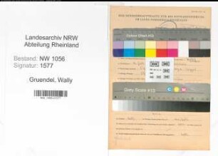 Entnazifizierung Wally Gruendel , geb. 14.09.1883 ()