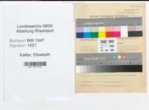 Entnazifizierung Elisabeth Katter , geb. 25.11.1895 (Postbeamtin)