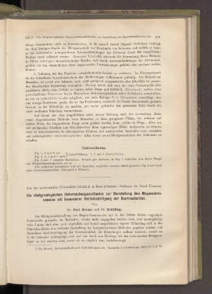 Die röntgenologischen Untersuchungsmethoden zur Darstellung des Magendarmkanales mit besonderer Berücksichtigung der Kontrastmittel.