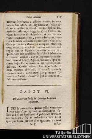Caput VI. De Graecorum ludis in Deorism honorem institutis.