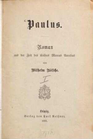 Paulus : Roman aus der Zeit des Kaisers Marcus Aurelius, 1