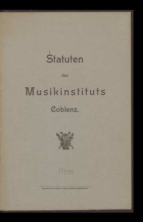 Statuten des Musikinstituts Coblenz