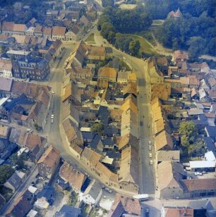 Bebauung zwischen Großer Burg- und Marktstraße in Plau am See : Blickrichtung Norden