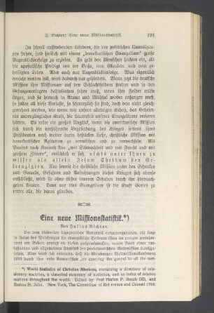 Eine neue Missionsstatistik