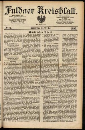 Erste Ausgabe vom Donnerstag, den 20. Juli 1899.