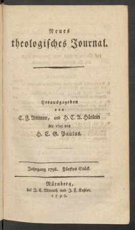 [Eilfter Band.] Jahrgang 1798. Fünftes Stück