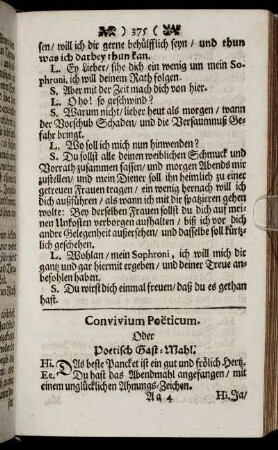 Convivium Poeticum. Oder petisch Gast-Mahl. - Colloqulum Senile. Oder das Gespräch der Alt-Vätter.