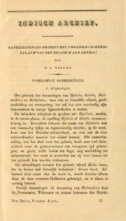Aanteekeningen omtrent het Noorder-Schier-Eiland van het eiland Halmahêra ; door T. J. Willer