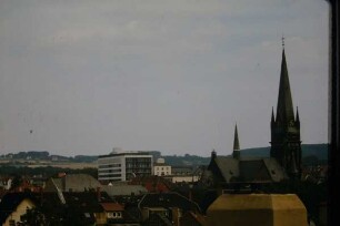 Blick auf Detmold aus dem Fenster am Haus Bielefelder Straße; farbig