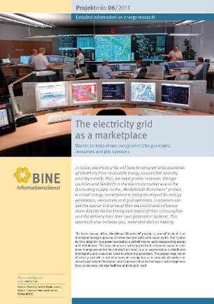 The electricity grid as a marketplace. Mannheim tests virtual energy market for generators, consumers and grid operators.