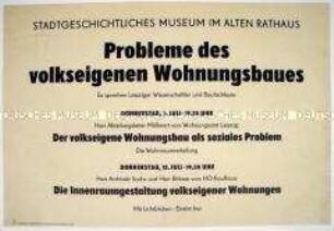 Maueranschlag mit Ankündigung einer Veranstaltung zum volkseigenen Wohnungsbau in Leipzig