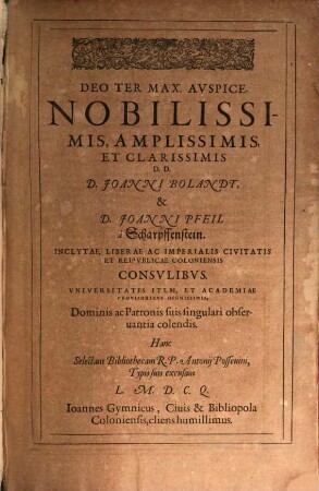 Antonii Possevini Mantvani Societatis Iesv Bibliotheca Selecta De Ratione Stvdiorvm : Ad Disciplinas, & ad Salutem omniu[m] gentium procurandam, 1