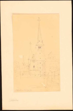 Benediktinerkloster mit Kirche, Schlüchtern: Perspektivische Teilansicht mit Türmen