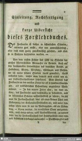 Einleitung, Rechtfertigung und kurze Uibersicht dieses Forstlehrbuches
