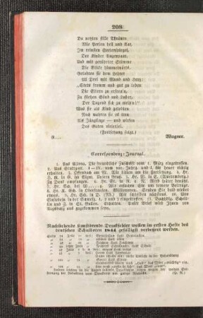 Nachstehende sinnstörende Druckfehler wollen im ersten Hefte des deutschen Schulboten 1844 gefälligst verbessert werden