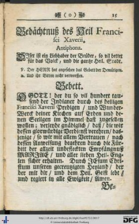 Gedächtnuß des Heil Francisci Xaverii.