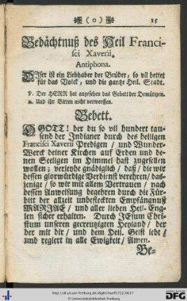 Gedächtnuß des Heil Francisci Xaverii.