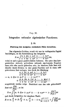 Cap. XI. Integration rationaler algebraischer Functionen.