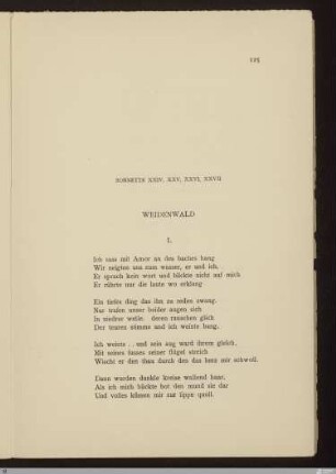 Sonnette XXIV, XXV, XXVI, XXVII Weidenwald